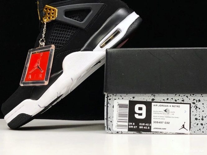 Jordan Metallic Gold-White 308497-032 Black Royalty 4 Air 0623